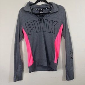 Grey and Pink Ultimate PINK Victoria Secret Half Zip Jacket Women’s Size Medium